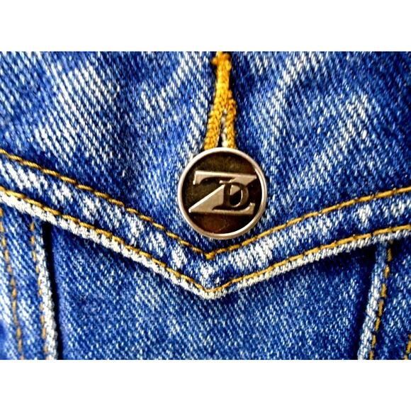 Vintage Cyber Y2K zana di Blue Denim Jean Jacket Boxy Crop Denim Coat Size Large - Picture 6 of 9